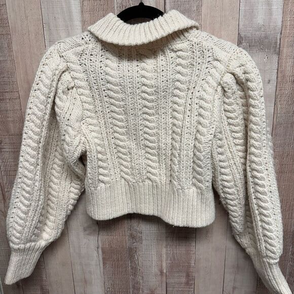 Zara Cream Cable Knit Sweater - Picture 9 of 11